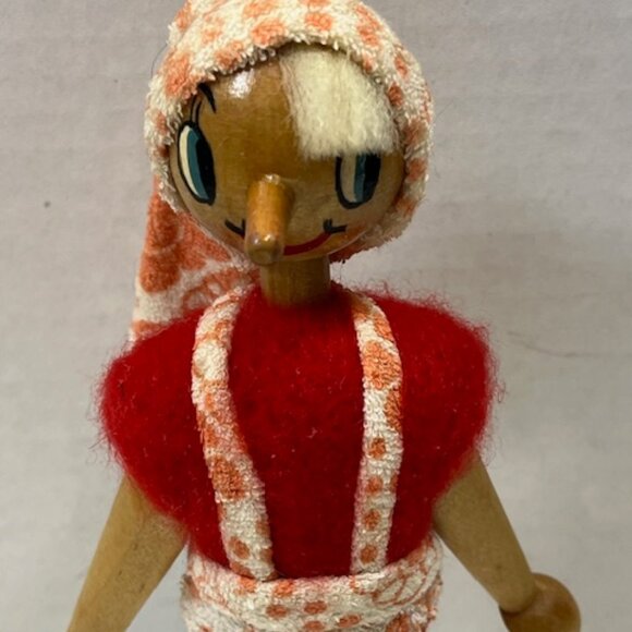 VTG Handcrafted Traditional Wooden Jointed Peg Pinocchio Toy Doll 7.5” Tall - Picture 5 of 16